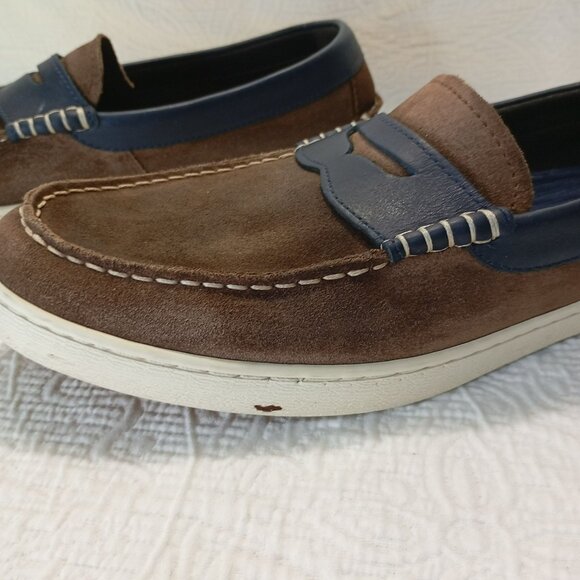 Cole Haan Suede Penny Loafers Size 11.5M Casual Slip-On Shoes Mens Brown & Navy main image 8